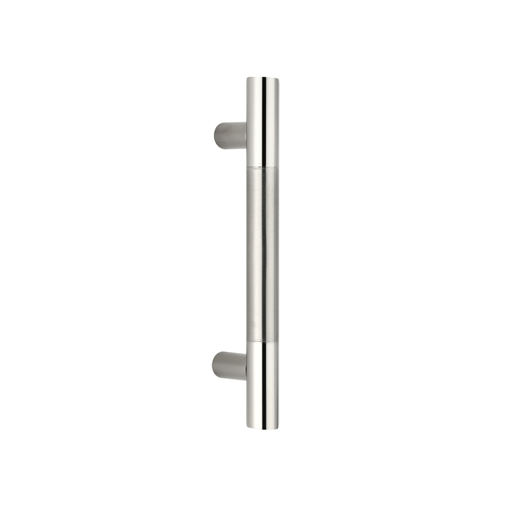 "Stainless steel door handles: timeless elegance for your home entrances."