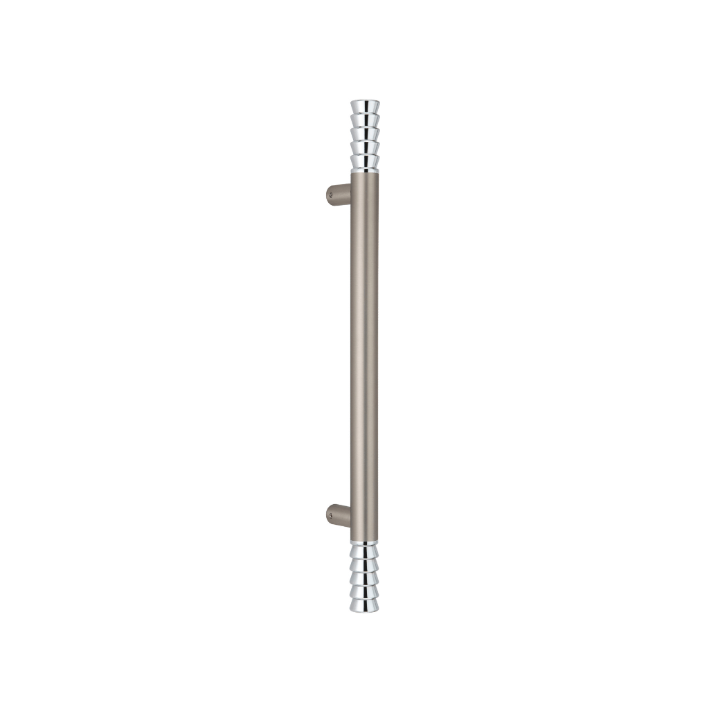 "Stainless steel door handles: timeless elegance for your home entrances."