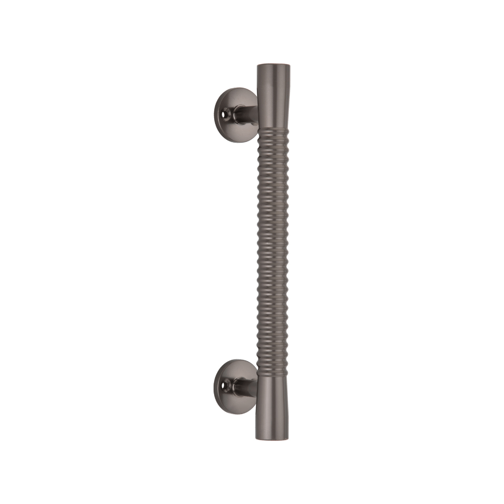 "Stainless steel door handles: timeless elegance for your home entrances."