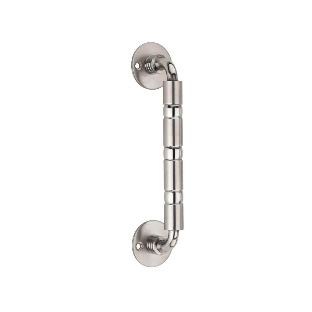 "Stainless steel pull handles: durable, sleek, and modern furniture accents."